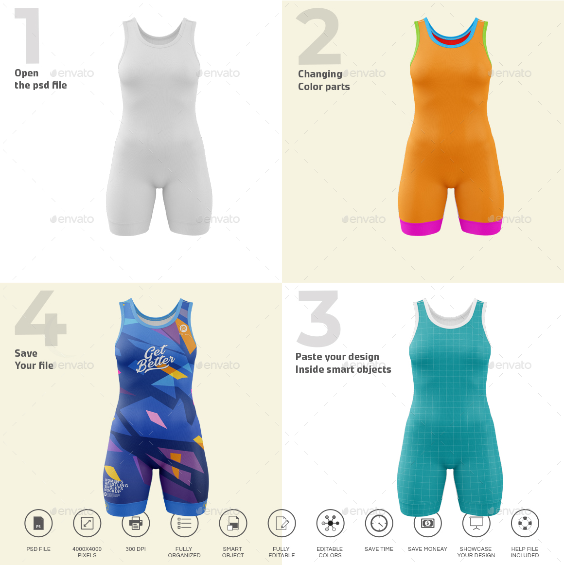 Women’s Wrestling Singlet Mockup, Graphics GraphicRiver